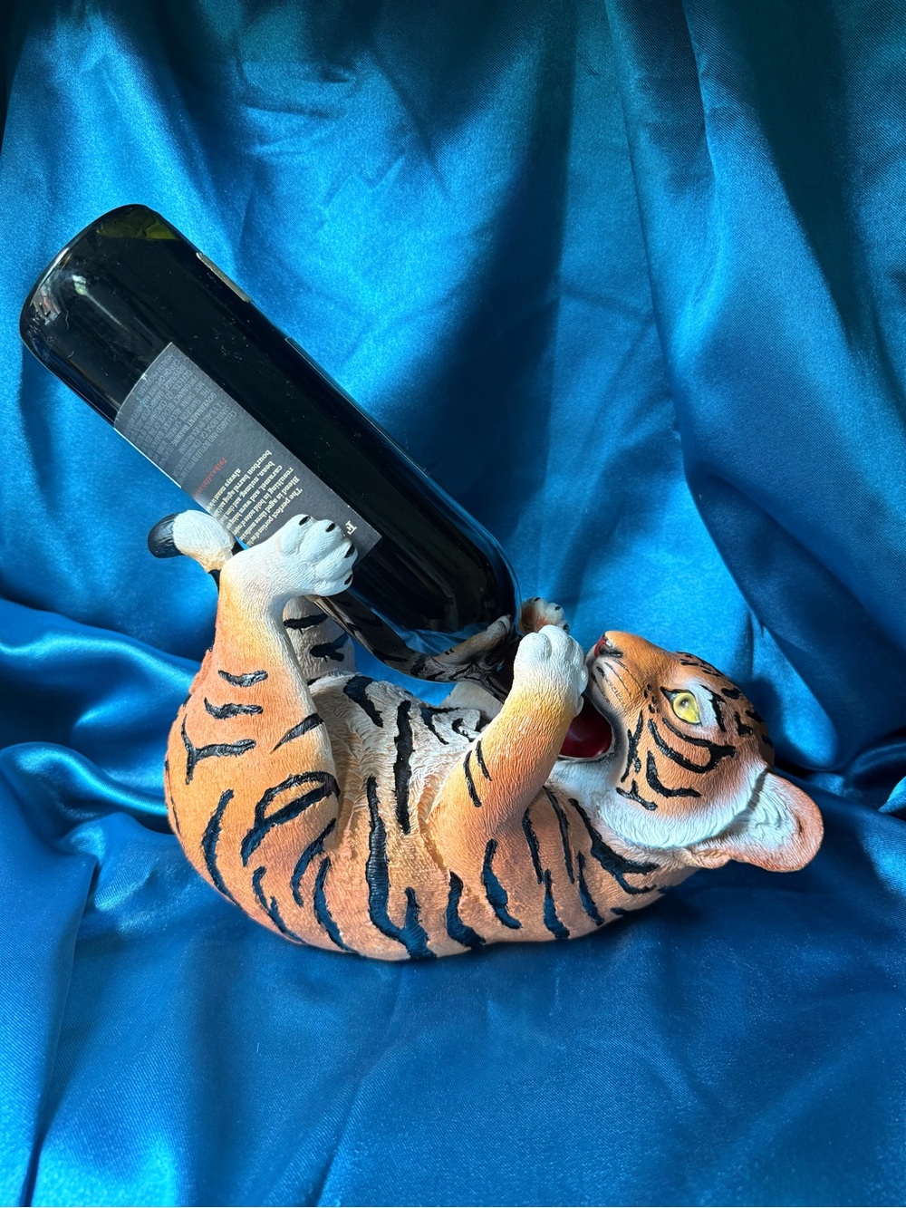 Orange Tiger Ceramic Wine Bottle Holder - Playful Kitchen Accent